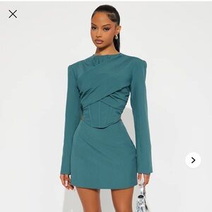 Chic Teal Mini Skirt set for Women